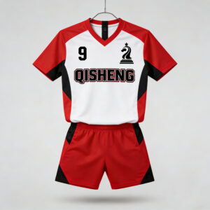Customized Soccer Jersey Thailand Quality Custom RED AND White Color Blocking Team Football Jerseys Sets